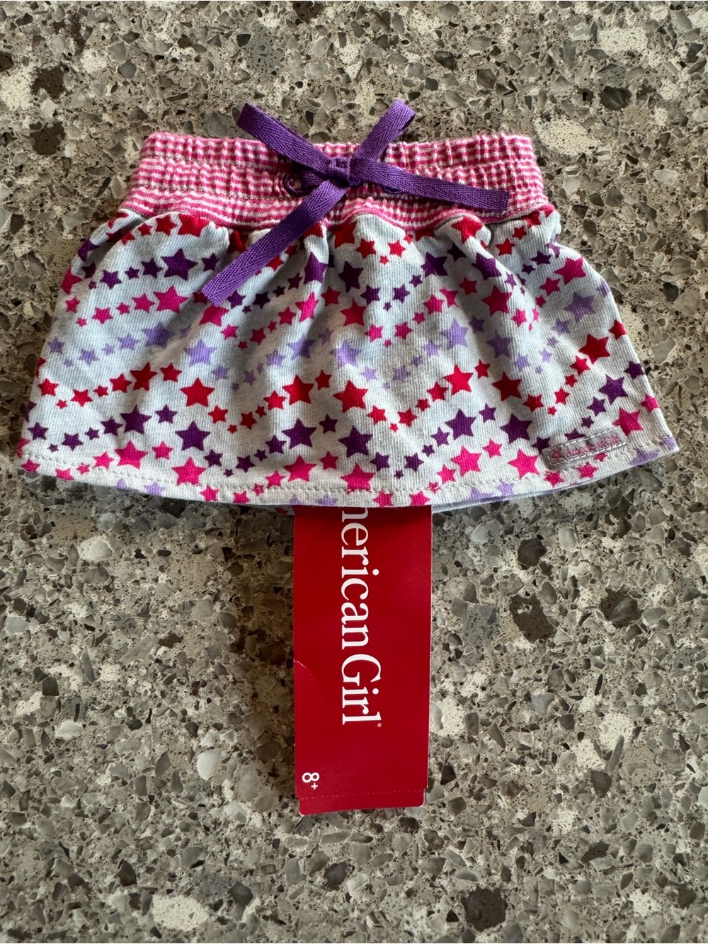 American Girl White Star Print Skirt with Pink & Purple Accents